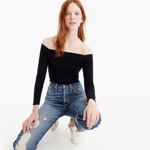 J. Crew Tops - JCrew Off the Shoulder Black Shirt, Size S